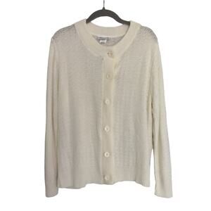 Vintage Blair Women's Sz M Cream Crochet Cardigan Granny Prairie Core USA Made